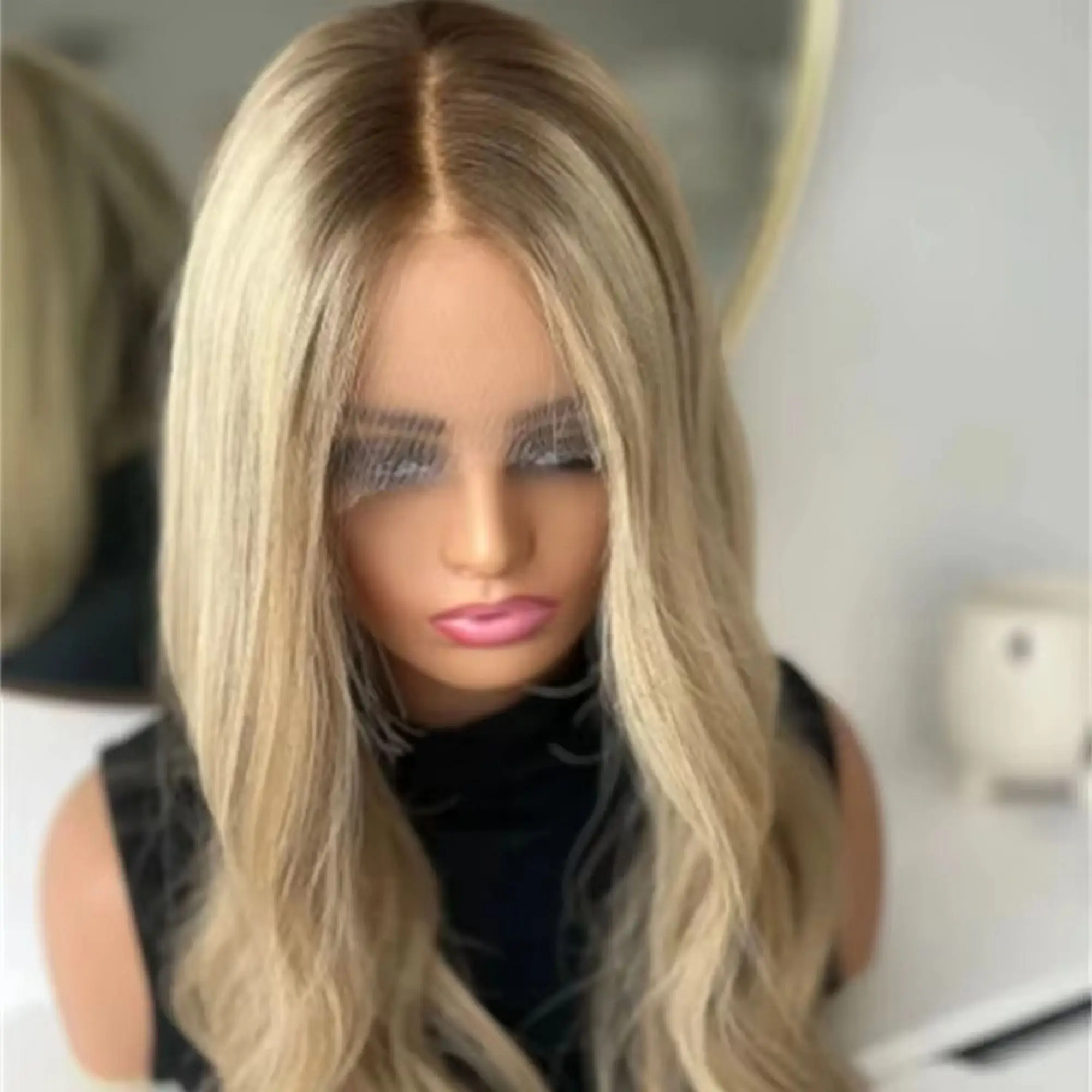 

16-дюймовый синтетический парик спереди с естественной волной для женщин, пепельно-платиновый блондин, мелированный парик, легко носить, повседневный парик для косплея, мягкий