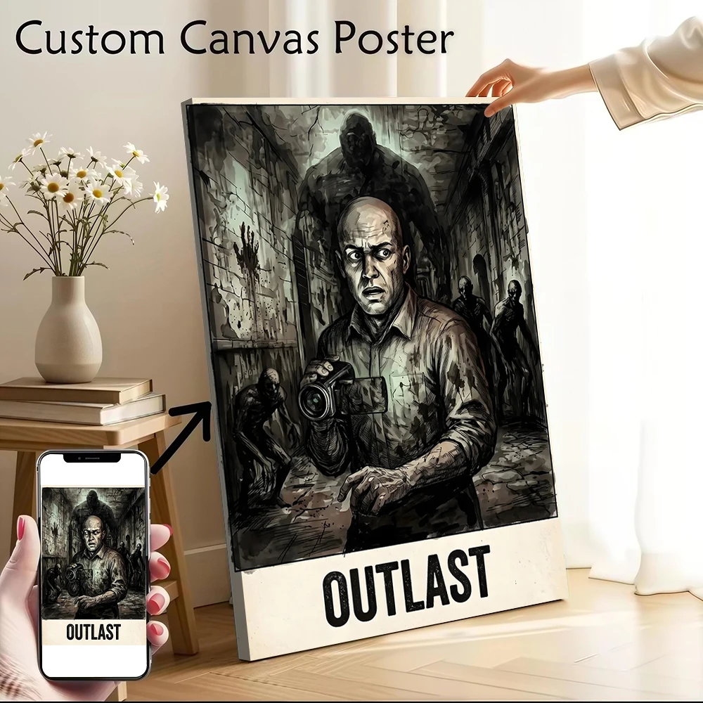 Outlast Video Game Poster Customizable Printed Canvas Painting for Pictures Wall Art Decor Living Room Decoration Bedroom Mural