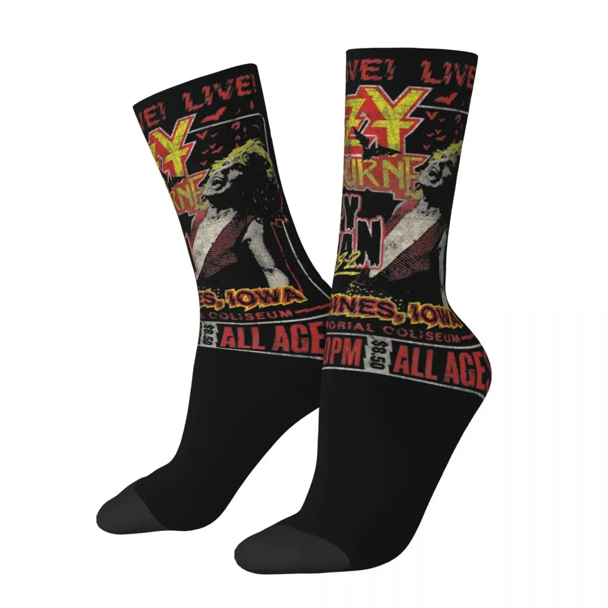 

Happy Funny Male Men Socks Casual Live All Ages Diary Ozzy Osbourne Sock Graphic Women's Socks Spring Summer Autumn Winter