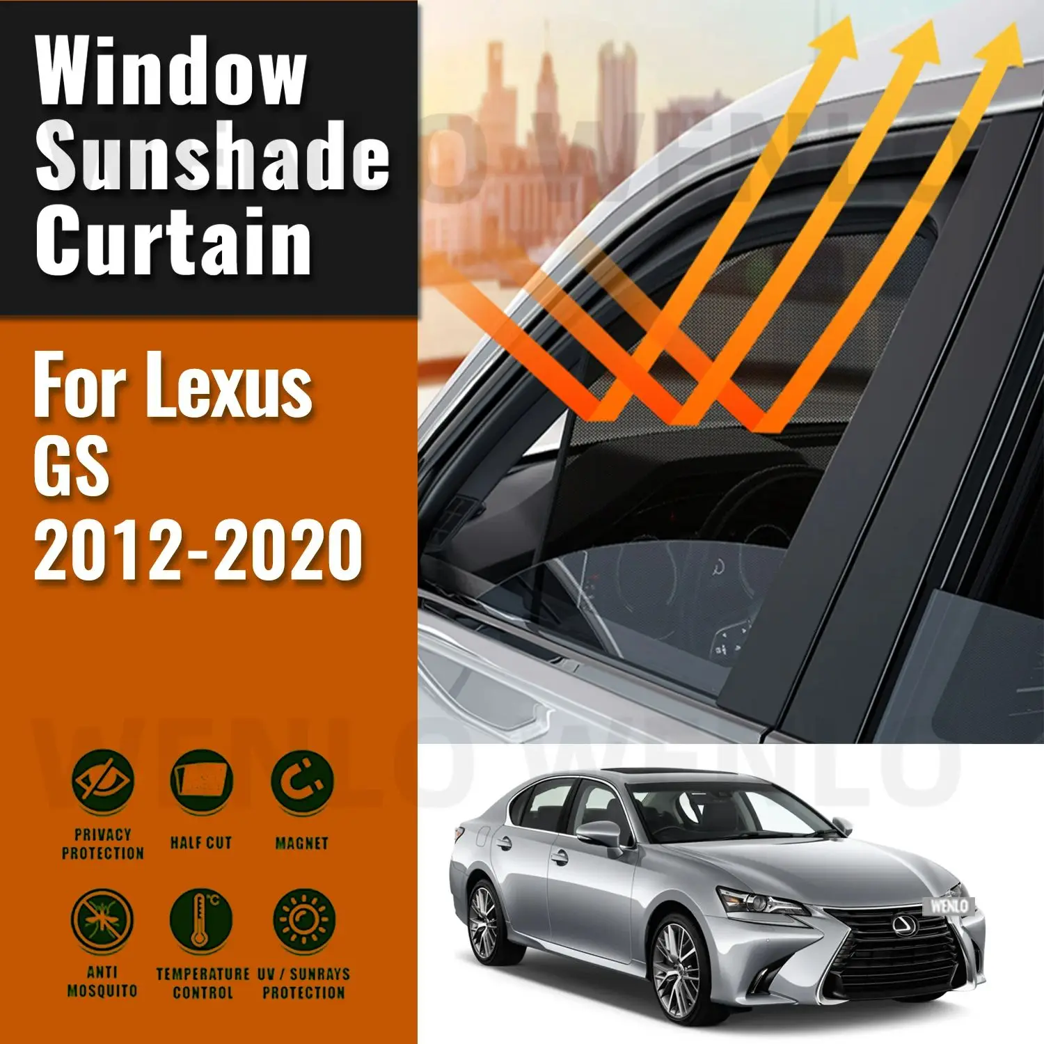 For Lexus GS300 GS350 2020 2019 2018-2011 Magnetic Car Sunshade Shield Front Windshield Curtain Rear Side Window Sun Shade Visor