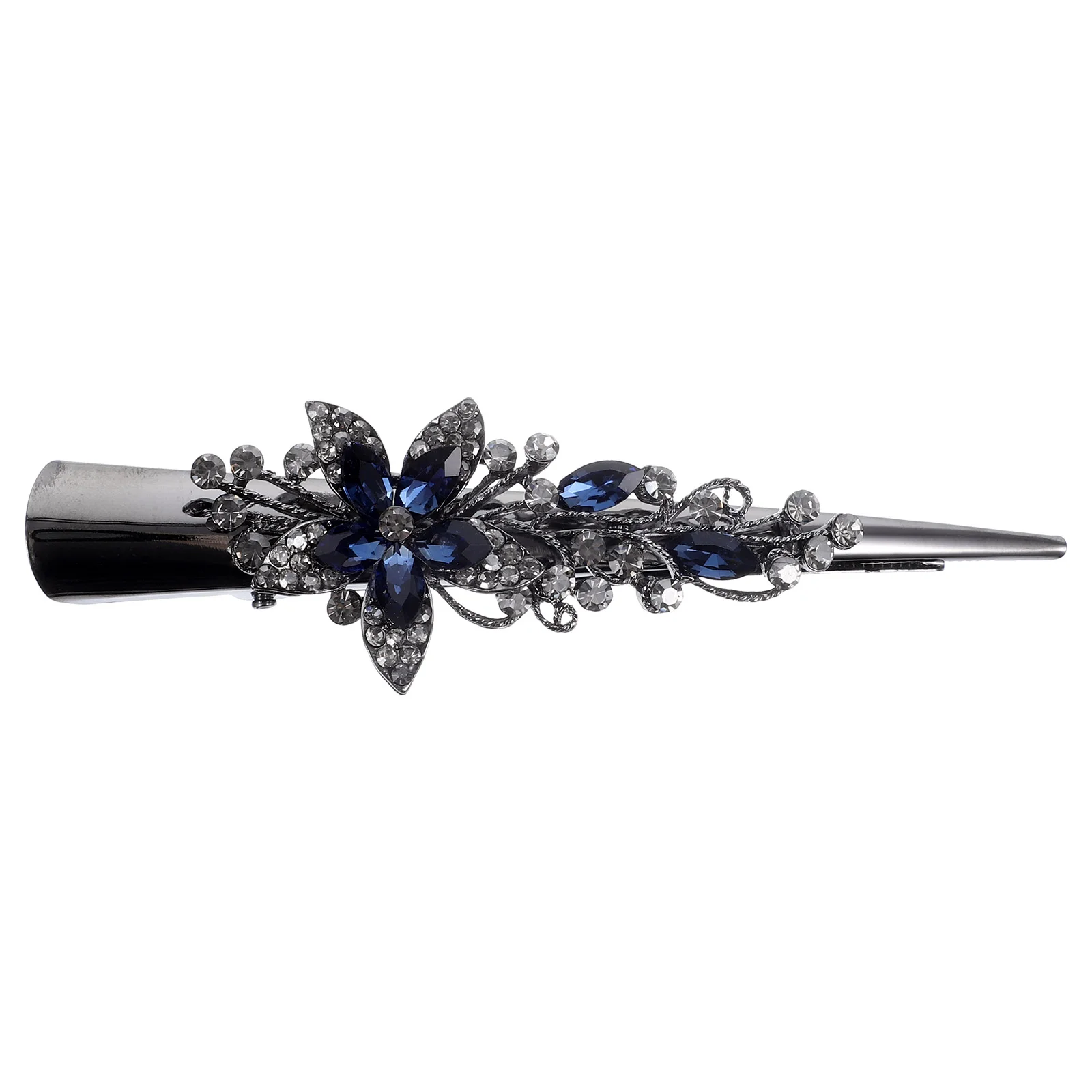 

Headgear Retro Large Rhinestone Metal Horn Clip Headband Crystal Hairpin Pointed Beak (dark Blue) Miss Clips Bling