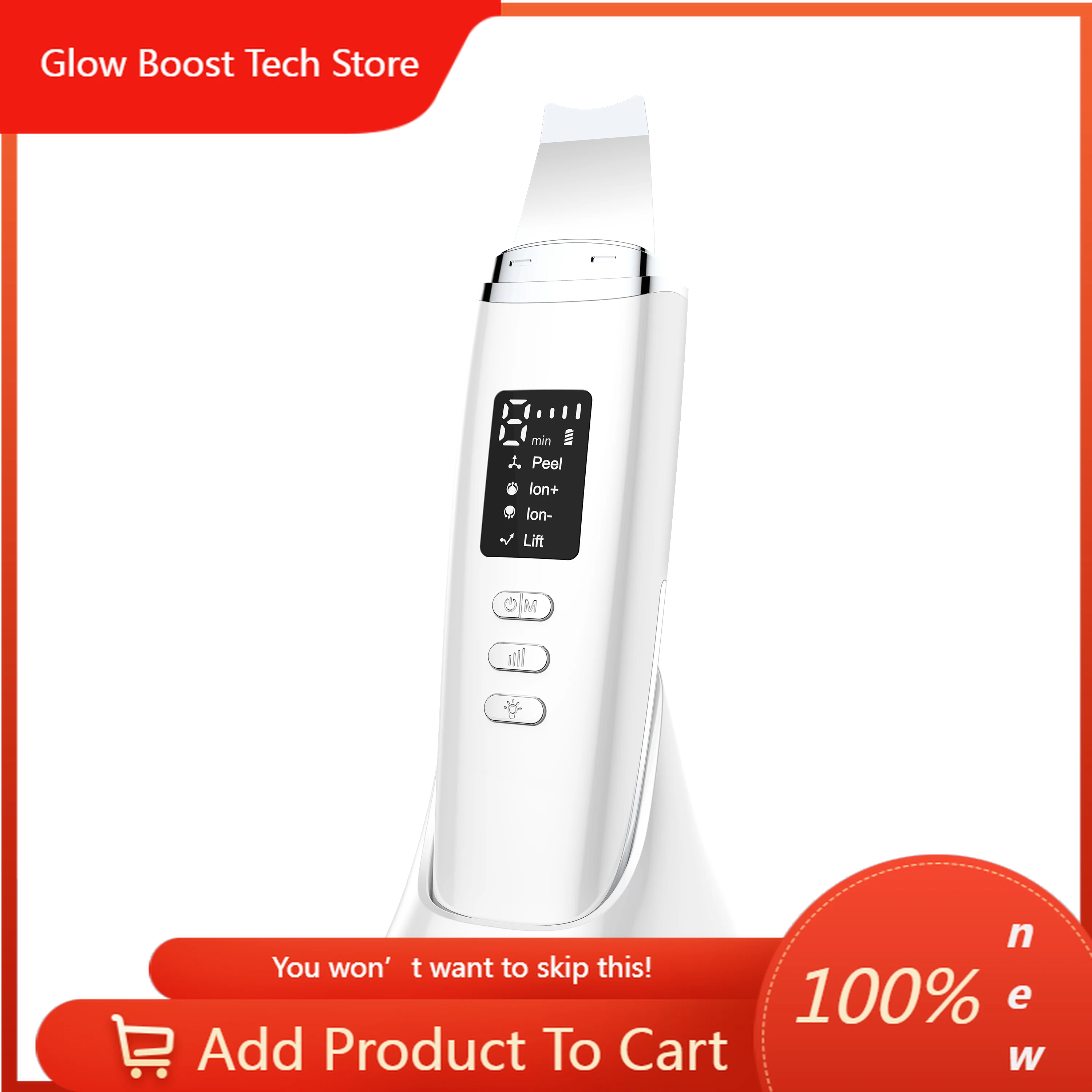 

NYSmart Library Custom Logo Sleek Matt Finish Design 5in1 Ultrasonic Deep Cleansing Serum Scrubber Peeling Exfoliato