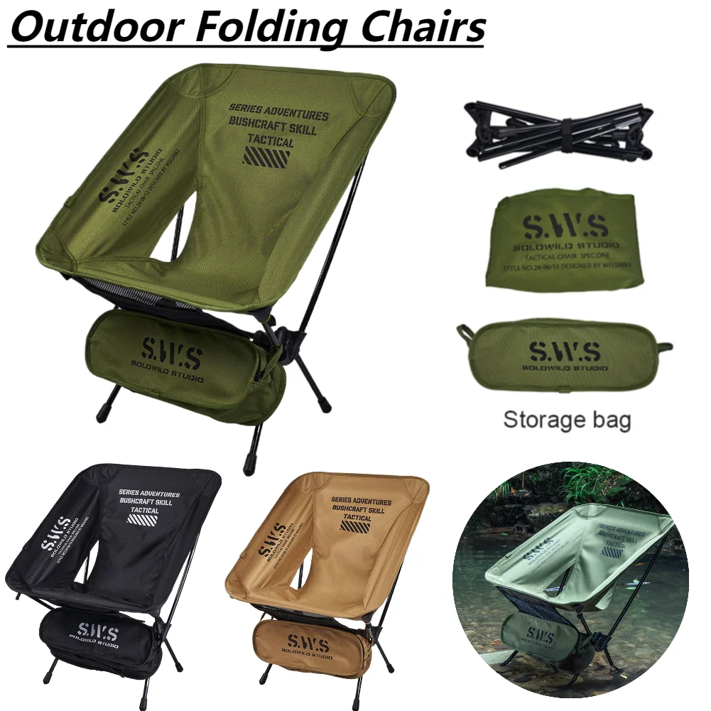 Detachable Outdoor Camping Chairs Folding Moon Chair Ultralight Travel Hiking Picnic Seat Portable Beach Fishing Relax Chair