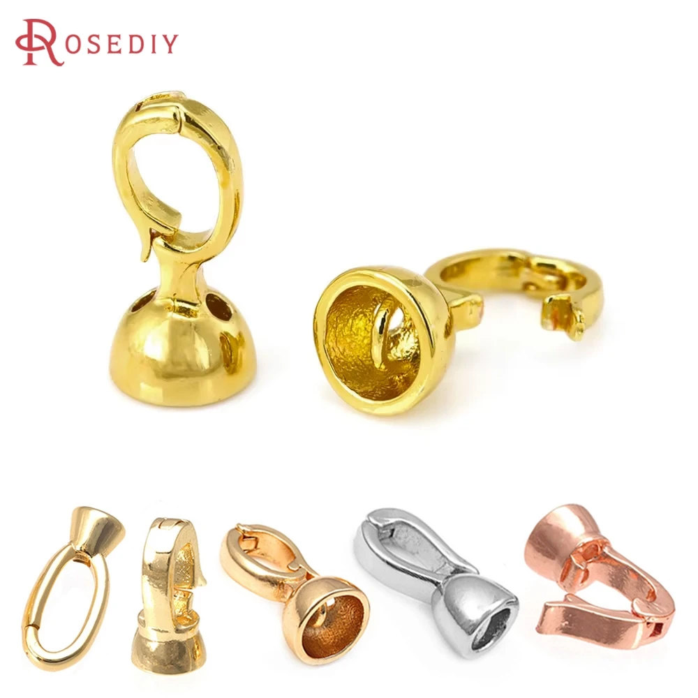 

18K Gold Color Brass Round Connect Clasps for Leather Rope High Quality Diy Accessories Jewellery