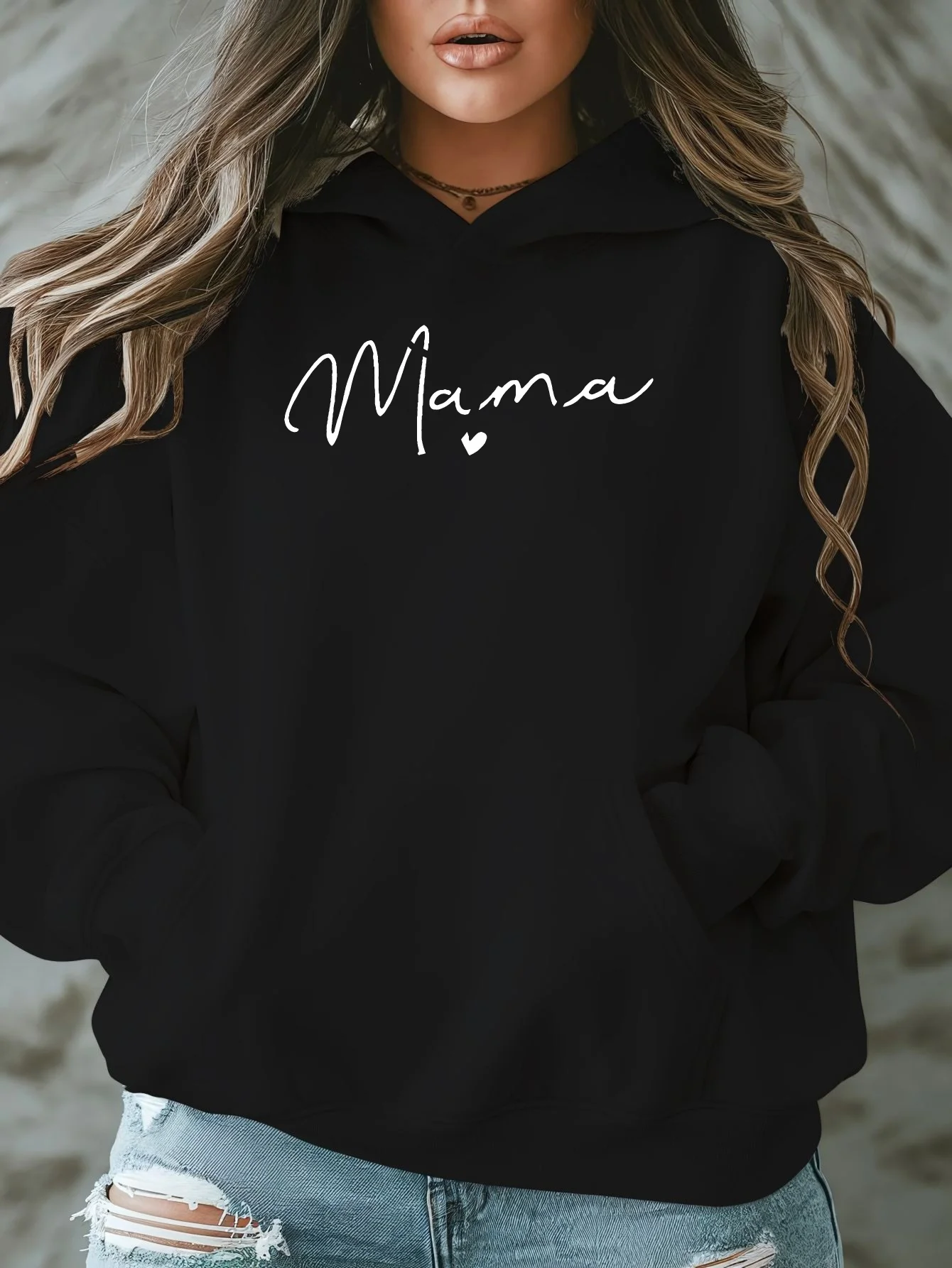 

Women's Mama Letter Printing Hoodie Sweatshirt Long Sleeve Sweatshirt Pullover Tops Streetwears Fashion Autumn Winter Clothing