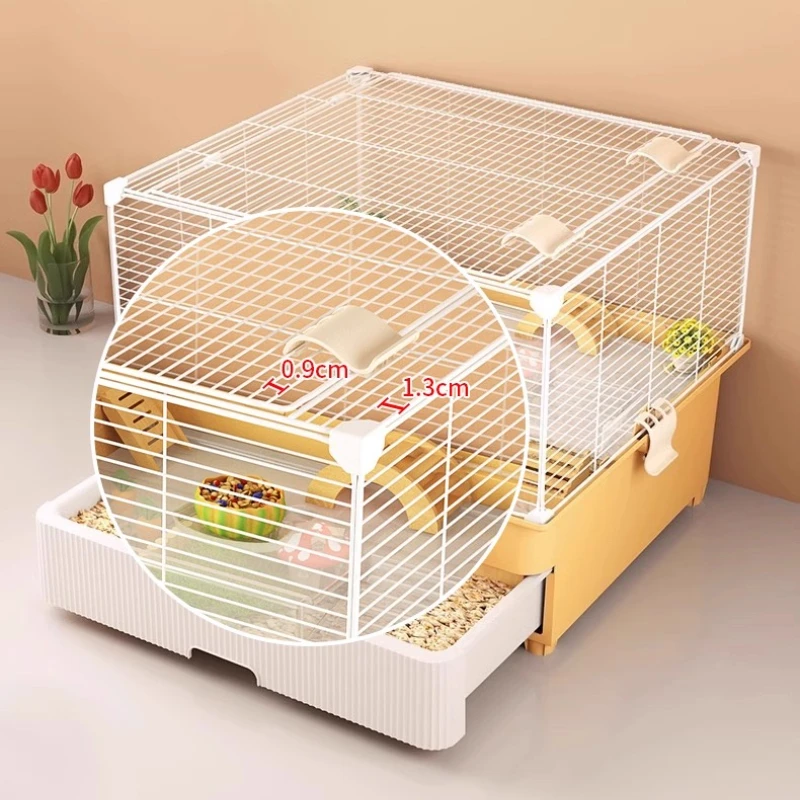 

Large Hamster Cage with Drawers Deluxe Villa Habitat for Golden Hamsters/Rats Wire Mesh Enclosure Spacious Basic Home for Pet