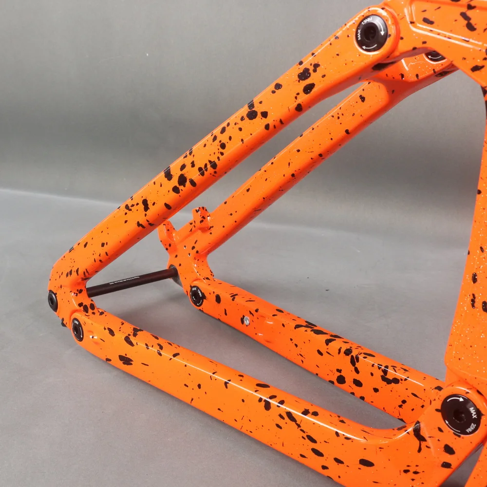 29er Boost Suspension E-Bike Carbon Frame E69 BAFANG M500 M510 M600motor travel 150mm Black Orange Paint