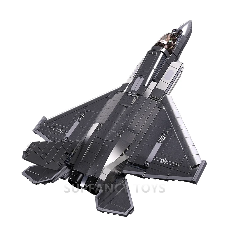 Sluban 838 Uds. Modelo de combate sigiloso de la Fuerza Aérea ladrillos escala 1/44 J-35 avión bloques de construcción militares juguetes educativos para niños