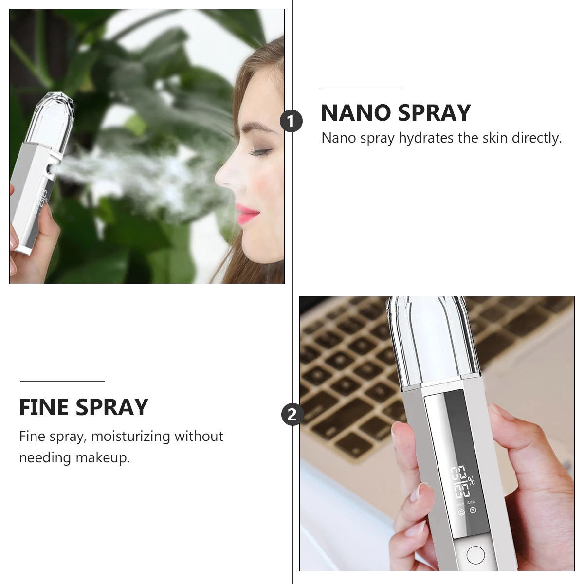 

1 set Facial Abs Cool Steamer Nano Spray Hydrating Device Fine Mist Moisturizer Face Skin Machine Portable Humidifier