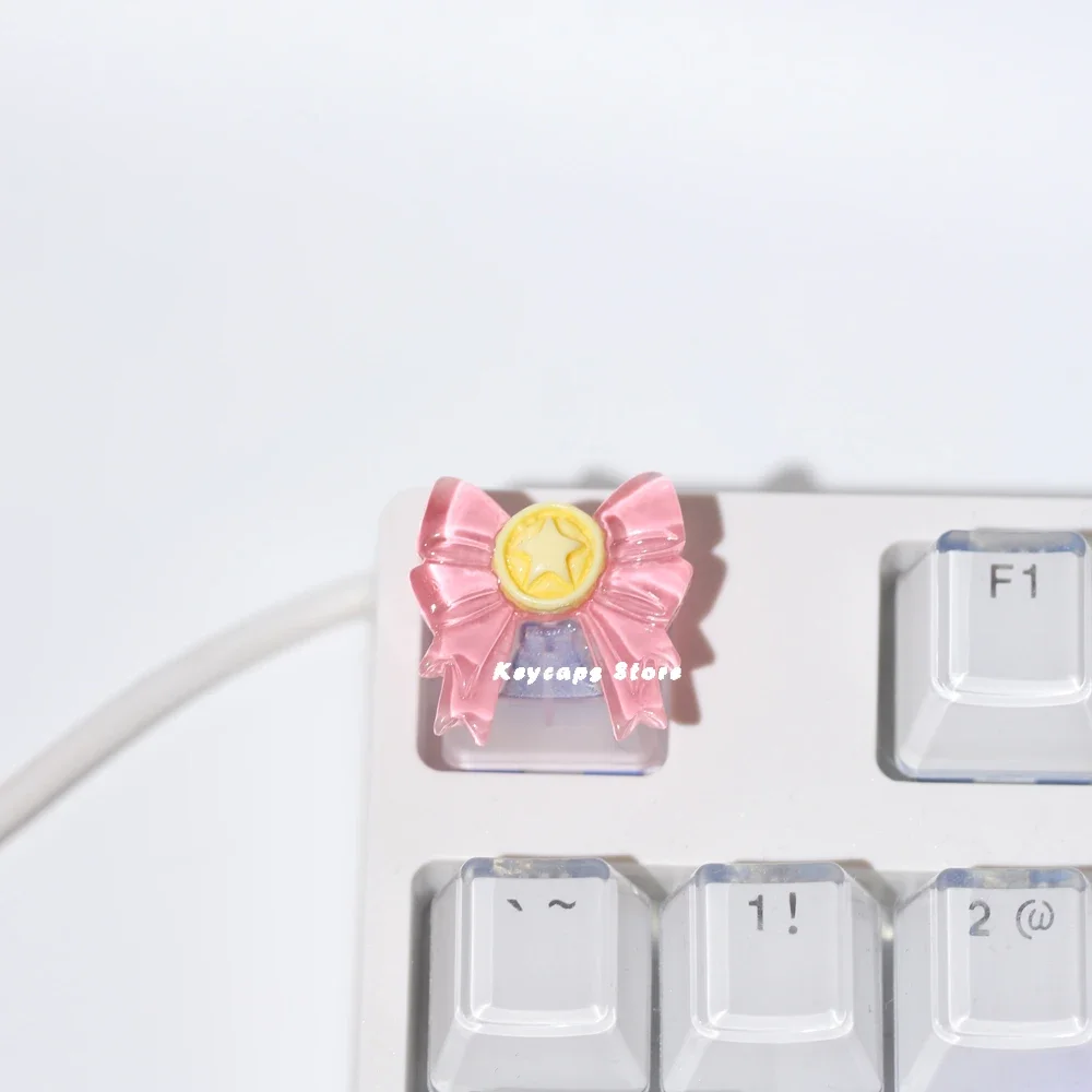 1pcs Custom Girl Bow Cute keycaps for Cherry MX Switch Game Backlight Keycap ESC Translucent Cartoon Anime Kawaii Keycap