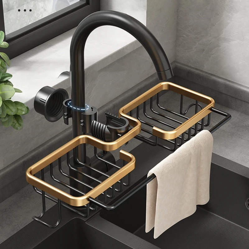 Multifunction Faucet Storage Rack Rotatable Large Capacity Sink