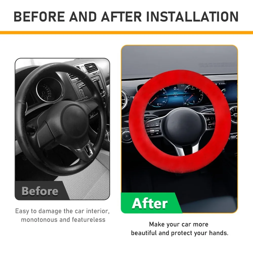 6Pcs/Set Soft Fluffy Plush Car Steering Wheel Cover Seat Belt Shoulder Pads Winter Auto Center Armrest Cove Car Accessory Warm