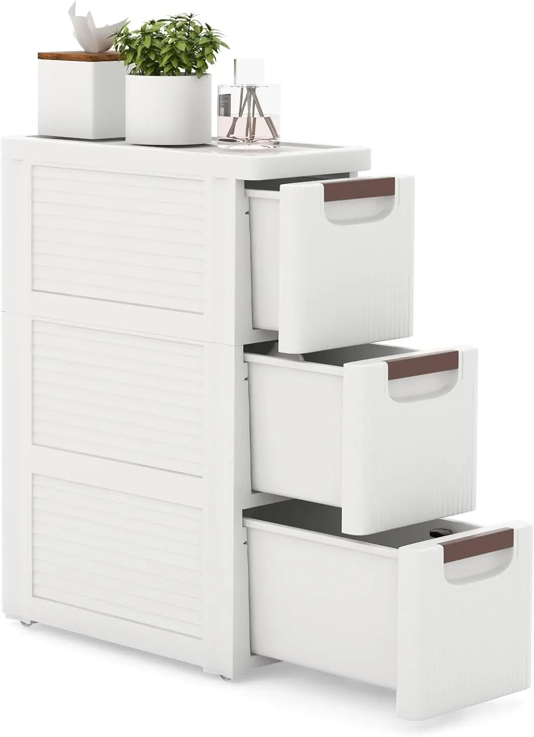 3-Drawer Narrow Storage Cabinet, Slim Rolling Cart (7.5"x16.5"x22.5")