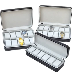 New Travel Dustproof Embedded Watch Box Zipper Portable PU Leather Storage Case Watch Display Box For Trips And Gifts