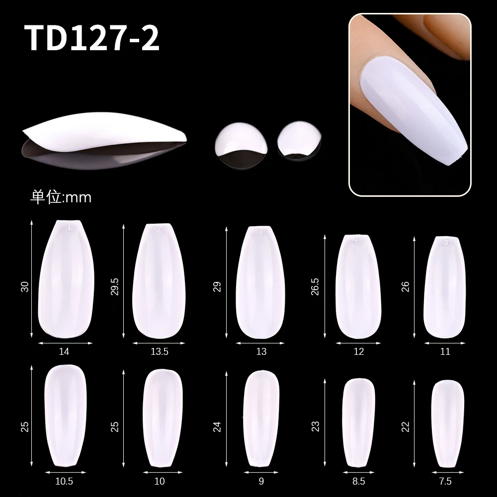 

Ballerina Coffin Full Cover Artificial False Nail Tips 500pcs 0-9 sizes Press on False Fake Nails Tips Manicure nail well tips