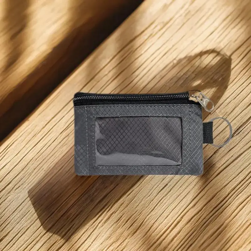 Badge Holder With ID Window Small Wallet Waterproof Anti-Theft Travel Keychain Wallet Men Women Slim Zip Card Lanyard Wallet