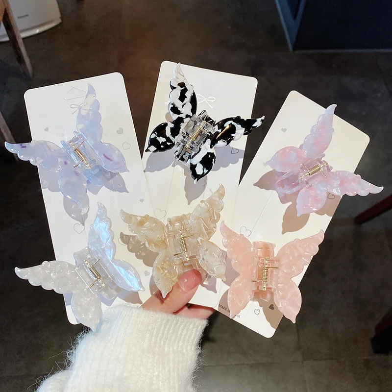 

Новая винтажная заколка-краб из ацетата, милая заколка-бабочка, модные аксессуары для волос, заколки-зажимы для женщин и девушек