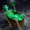 Halloween Outdoor Decoration, 5ft Life-Size Animatronic Drinking Skeleton Haunted Prop with Endless Liquid Pouring Effect, Green LED Lights and Spooky Sounds for Garden Yard Lawn