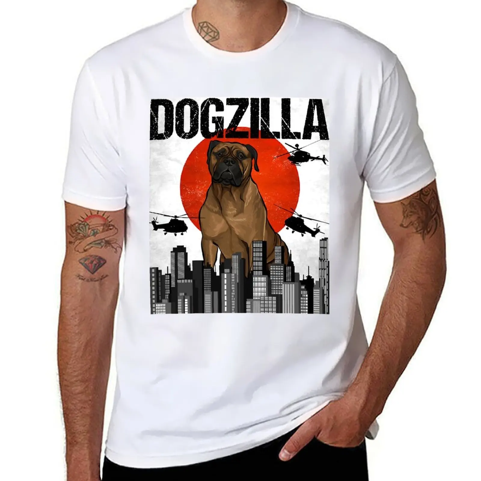 

anime t Dogzilla t g 100% men cotton shirts Vintage T-Shirt Funny Bullmastiff man tshirt shirts for Japanese