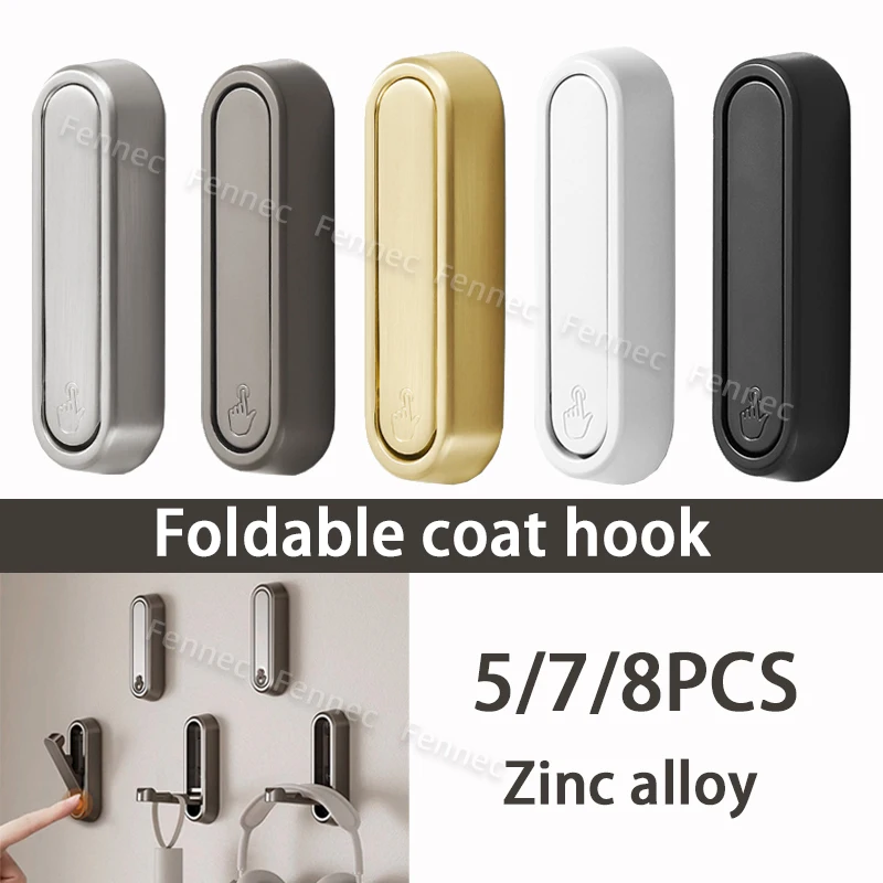 

5-8Pcs Aluminium Alloy Foldable Clothes Hook for RV Bathroom Home Camper Caravan Folding Wall Hook Alloy Clothe Hooks
