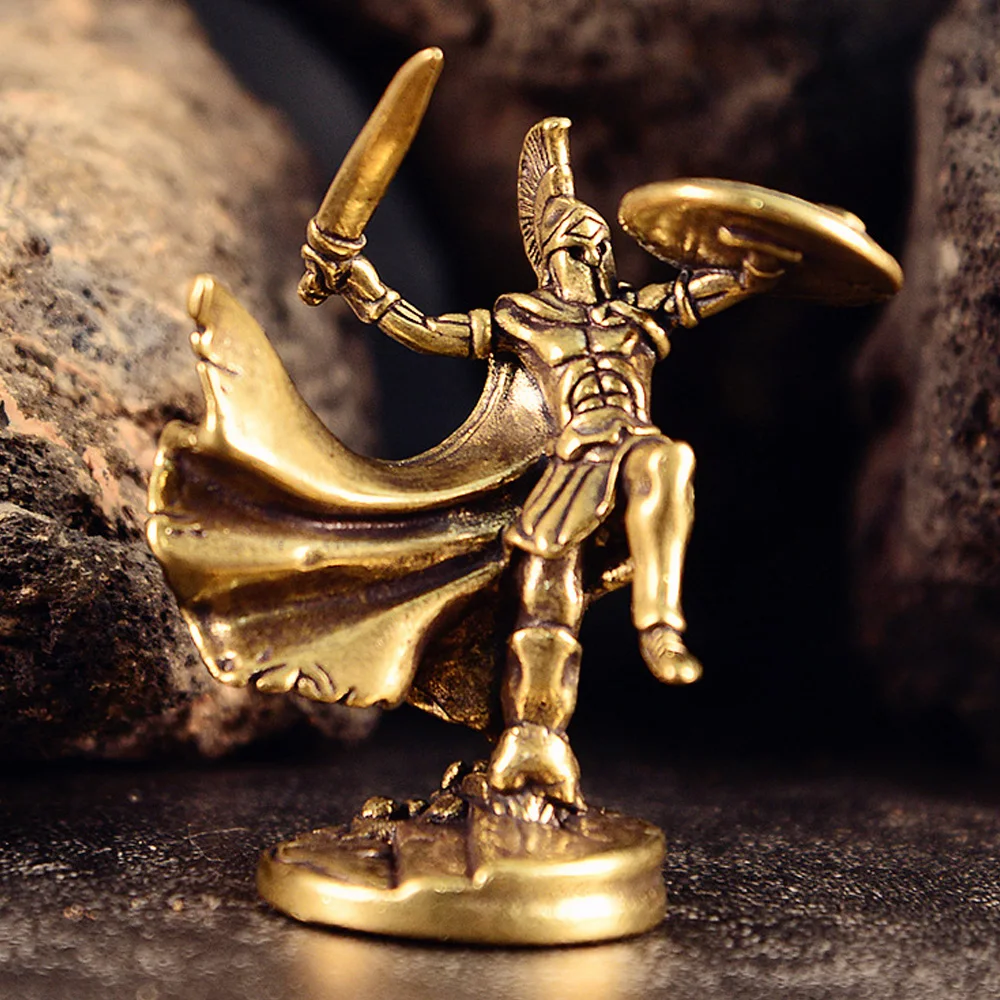 Vintage Brass Spartan Warrior Statue Twelve Types of Rome Soldier Models Figurine Game Props Desktop Ornaments Home Craft Decor