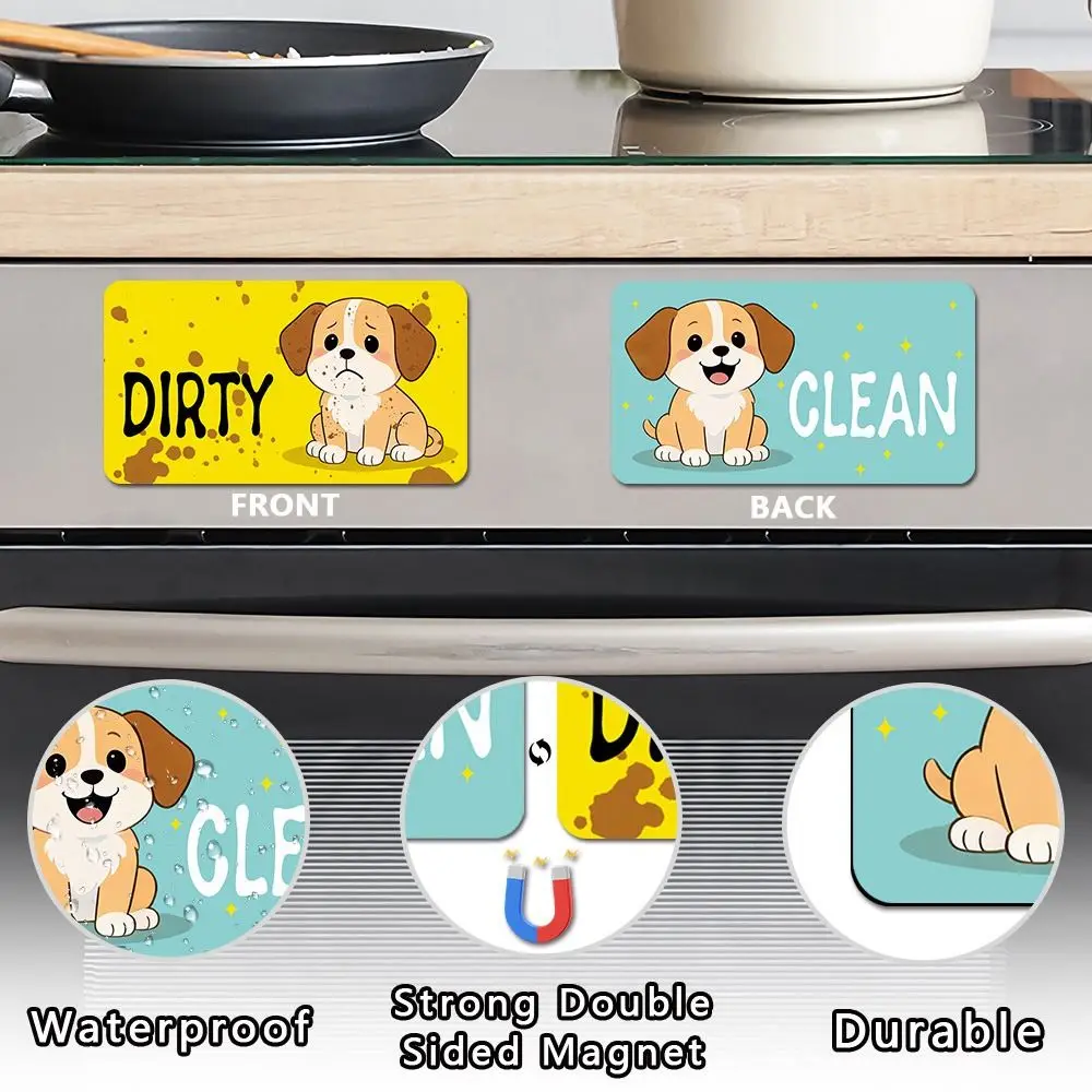 Cartoon Animal Dishwasher Stickers Non-Scratch Clean Dirty Indicator Dishwasher Clean/Dirty Sign Status Indicator Magnetic