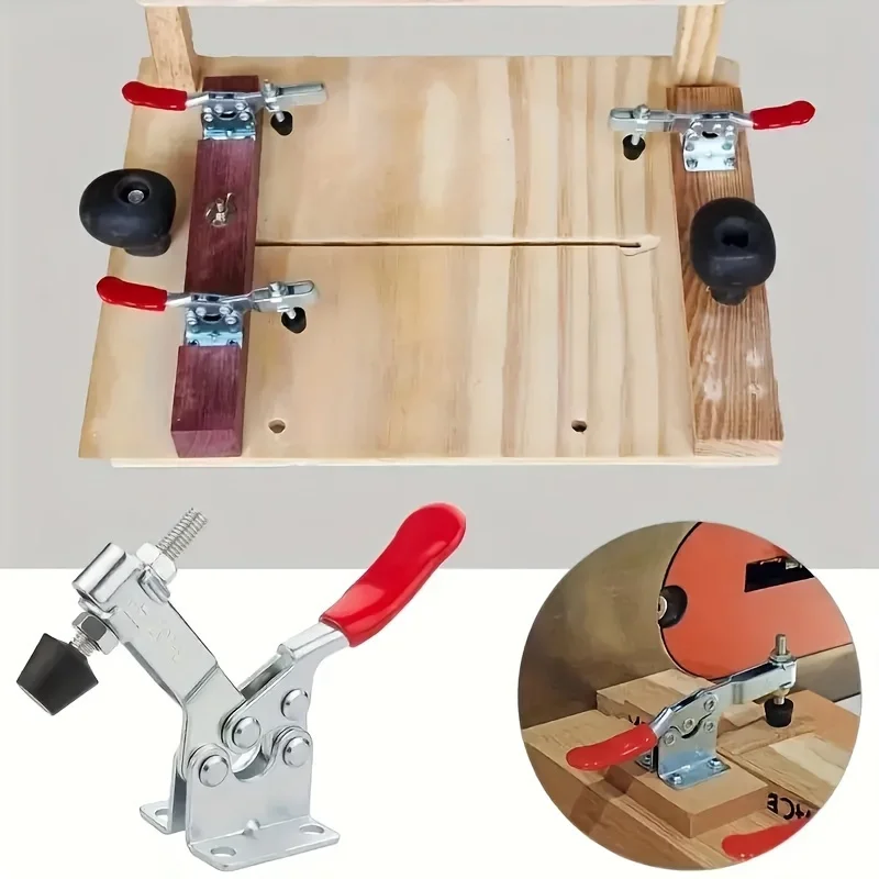 

2PCS Toggle Clamp Adjustable Metal Quick Release Fixture With Rubber Tip For RV Woodworking Metalworking Industrial Applications