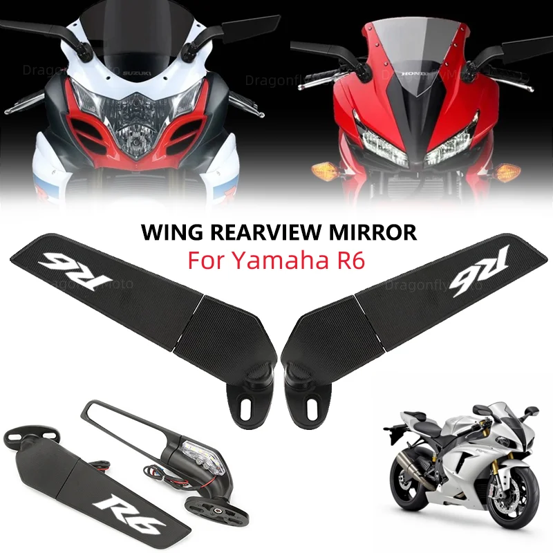 

For YAMAHA YZF R6 R1 R25 R3 R125 R15 2024 Motorcycle Accessories Mirror Modified Wind Wing Adjustable Rotating Rearview Mirrors