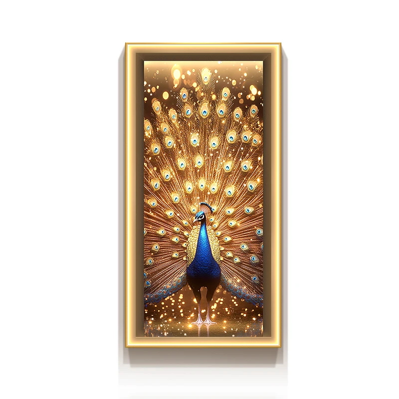 xx-Luxurious Peacock Screen Opening Entrance Decoration Painting High-end Corridor Hanging Painting Room Light Wall Lamp Home