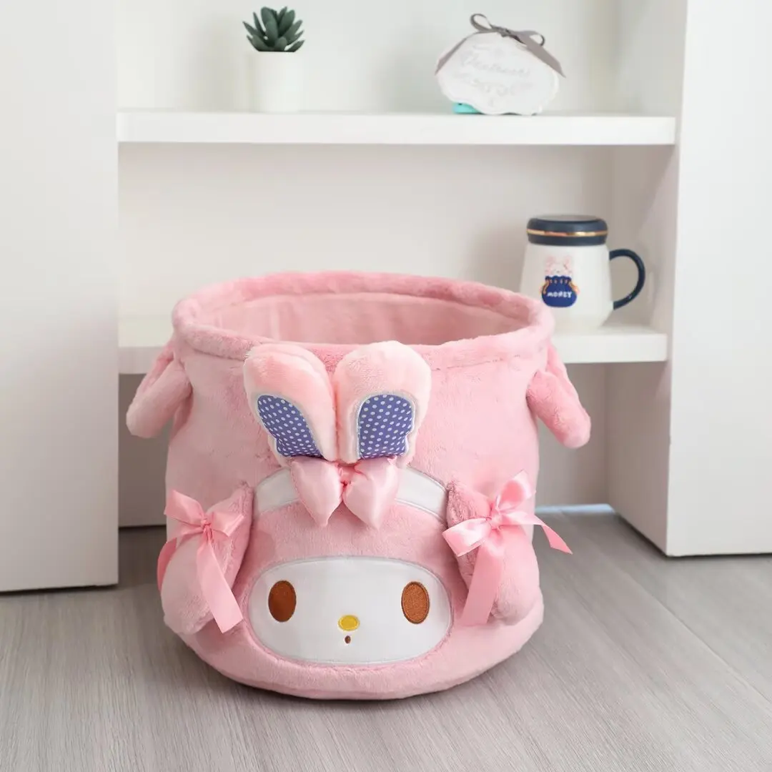 

Kawaii My Melody Lamb Plush Storage Basket with Handle Cute Storage Bag Suitable for Desk Sundry Toys Snacks Gifts