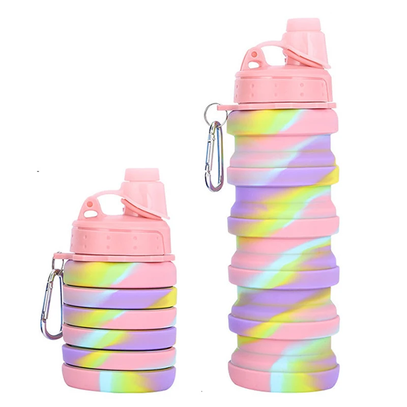 

Silicone Collapsible Water Bottle Portable Foldable Sports Cups with Carabiner Outdoor Cycling Camping Hiking Travel Water Cup