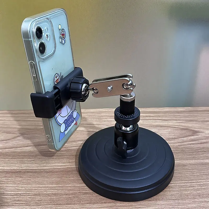 Desktop Weighted Disc Live Broadcast Mobile Phone Holder Extended Lazy 360 Metal Strange Hand Office Home Mobile Phone Clip