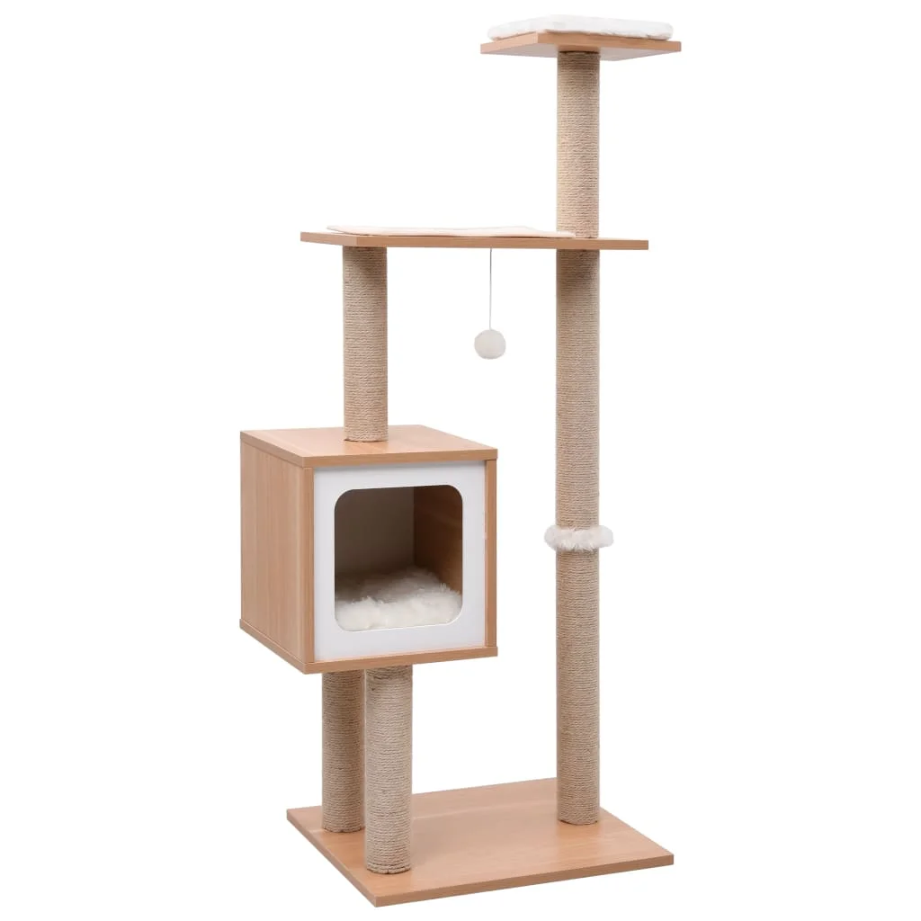 Cat Tree with Sisal Scratching Mat 123 cm Play Game Pet Supplies