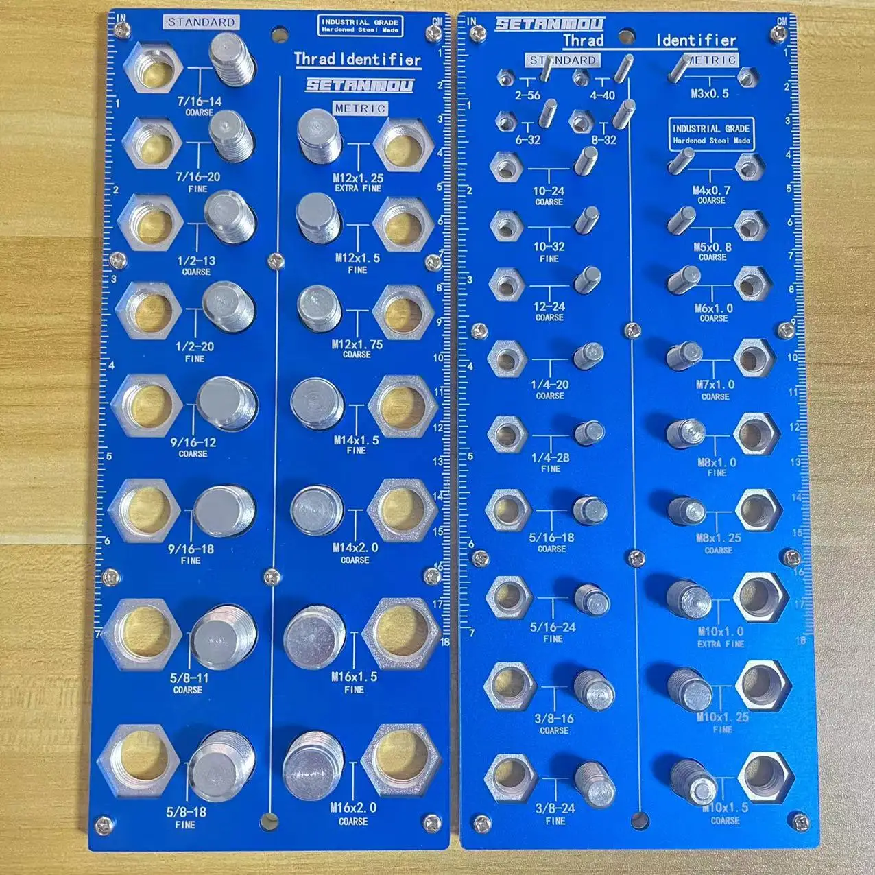 Blue 2-in-1 Thread Screw Gauge 38 Holes, Metric Imperial Screw Pitch Measuring Gauge Tool