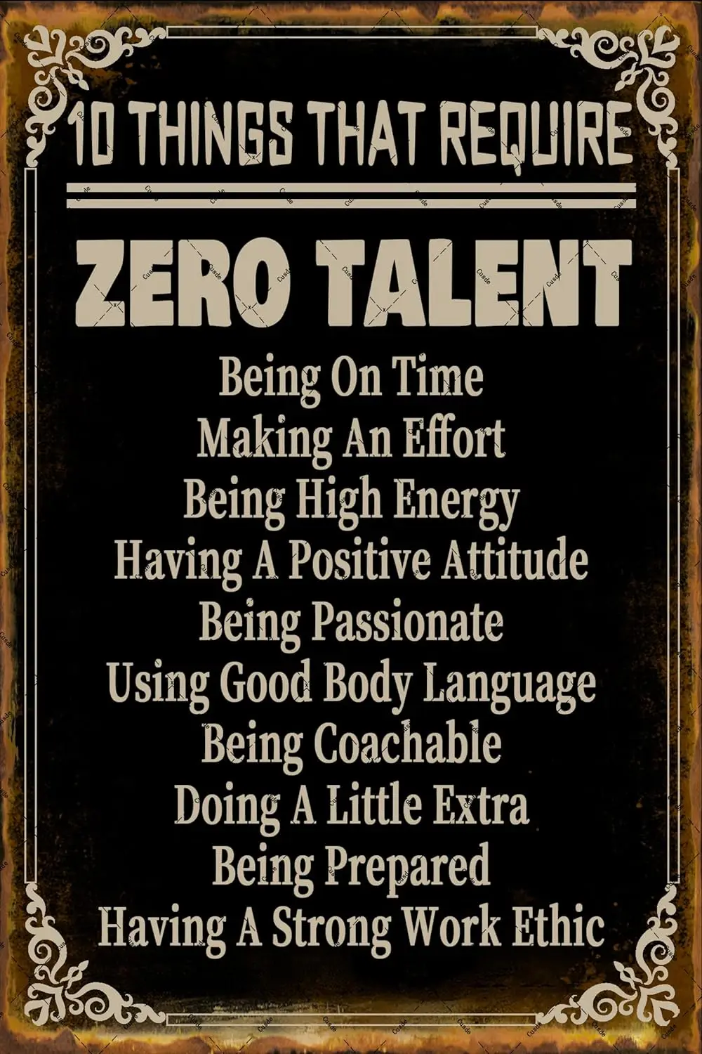 Cusde Inspirational Metal Tin Sign 10 Things That Require Zero Talent Motivational Quotes Wall Art Retro Decor Positive Posters