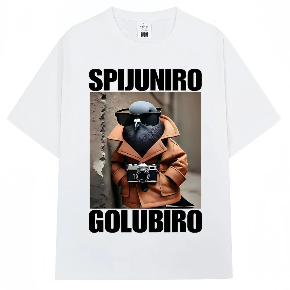 Spijuniro Golubiro Funny Italian Brainrot Meme T Shirt Humor Pigeon Graphic Men Women Novelty T-shirts Fashion Loose Tees