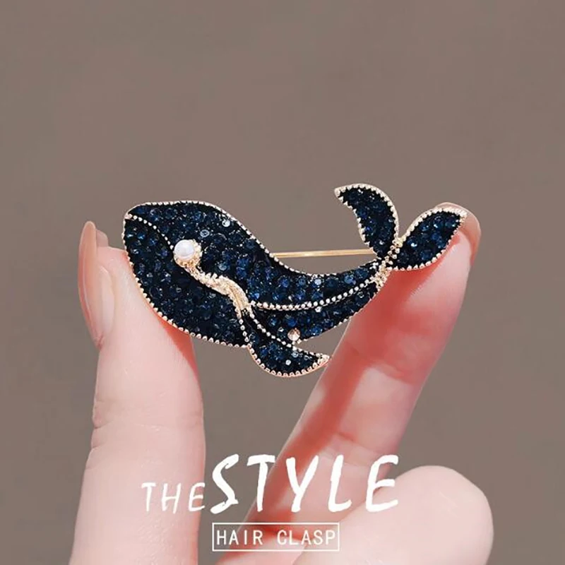 Elegant Fashion Personality Whale Brooch Corsage High-end Temperament Suit Pin Jewelry Accessories For Woman Party Wedding Gift