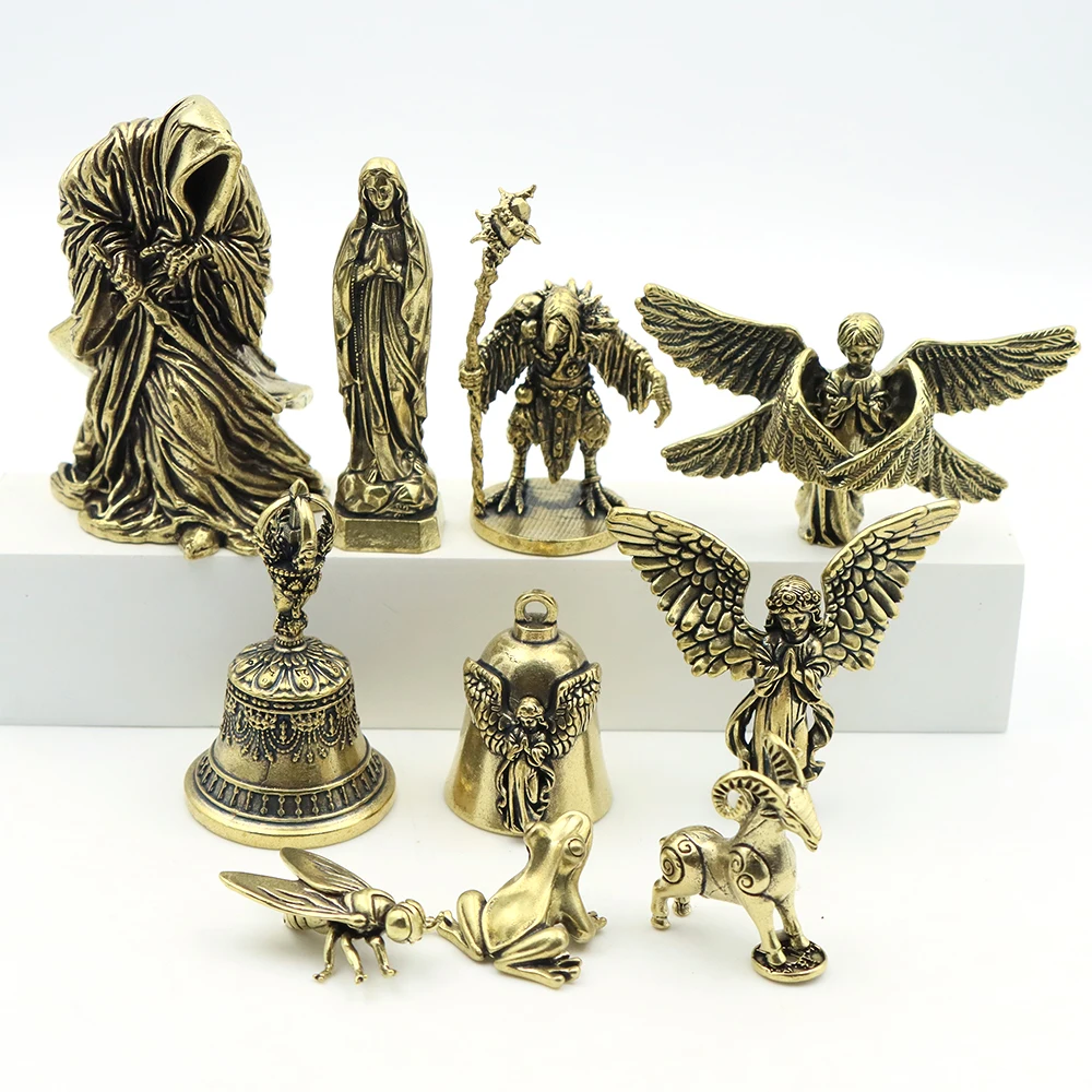 

Vintage Brass Bell Carved Angel Relief Good Luck Bless Guardian Hanging Home Decor Easter Thanksgiving Day Wizard Halloween Gift