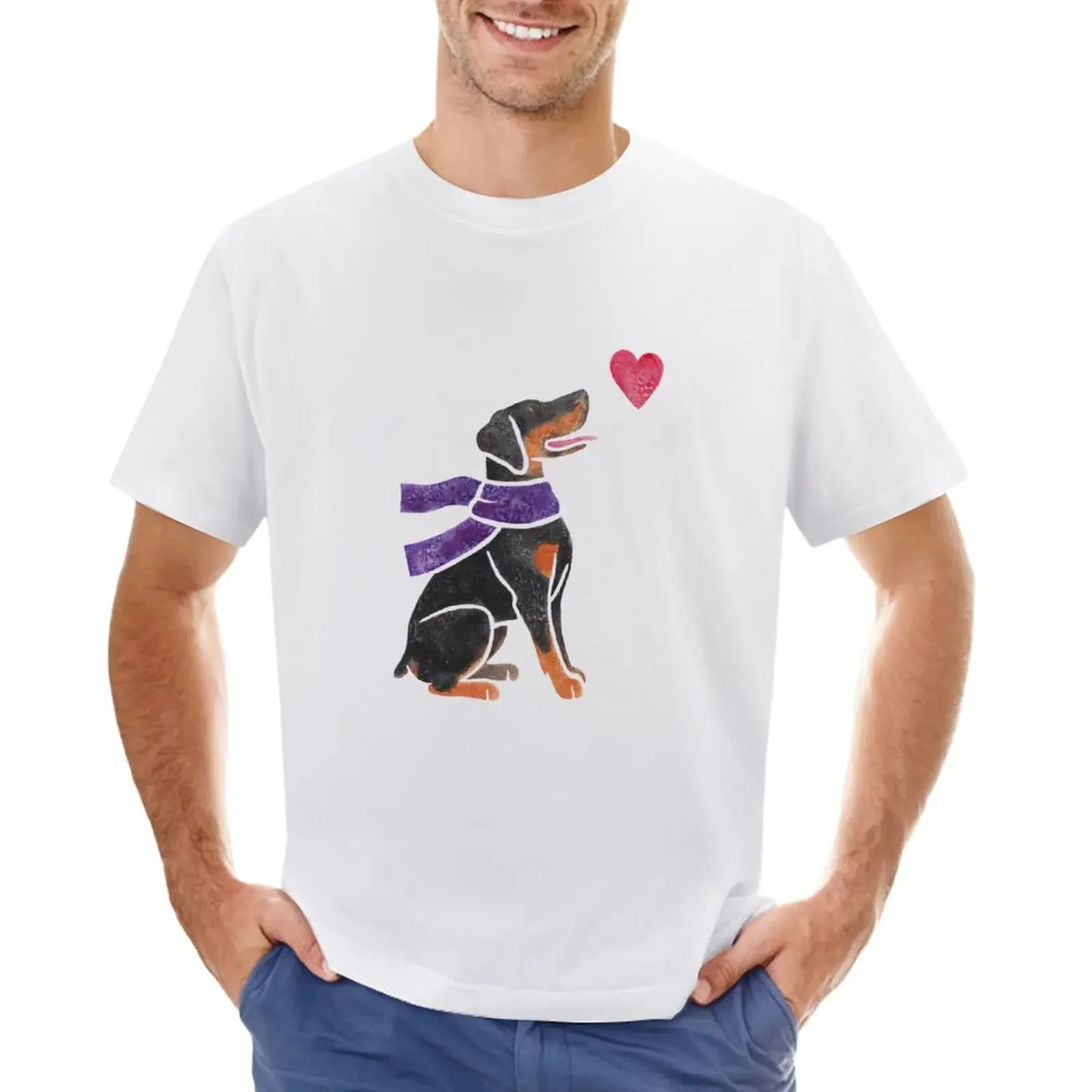 Watercolour Doberman T-Shirt animal prinfor boys plus sizes kawaii clothes plain white t shirts men