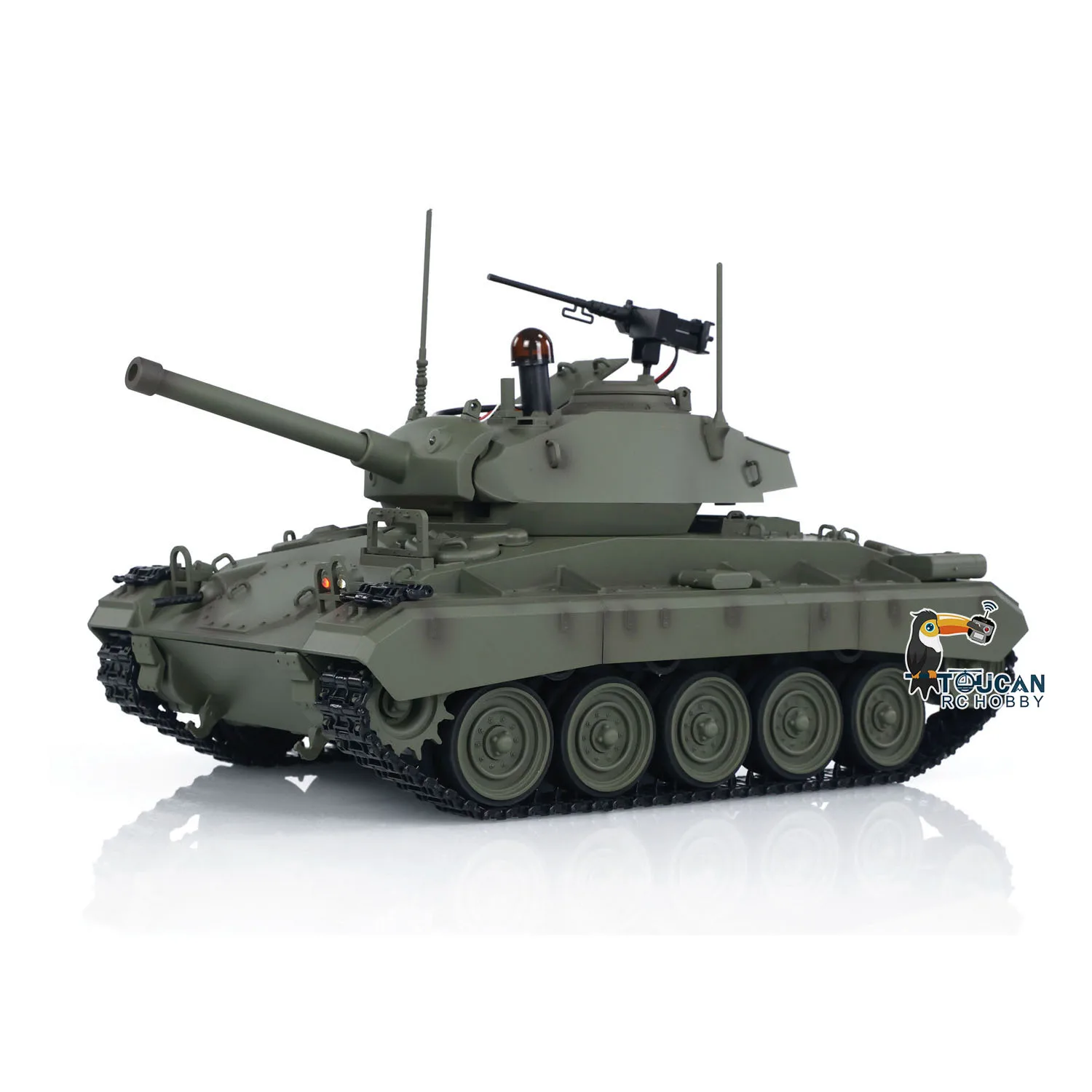 الأسهم الأمريكية Tongde 1/16 M24 Chaffee RC لعبة دبابة خفيفة مع 320 °   نموذج اللوحة العسكرية للتحكم عن بعد بالأشعة تحت الحمراء