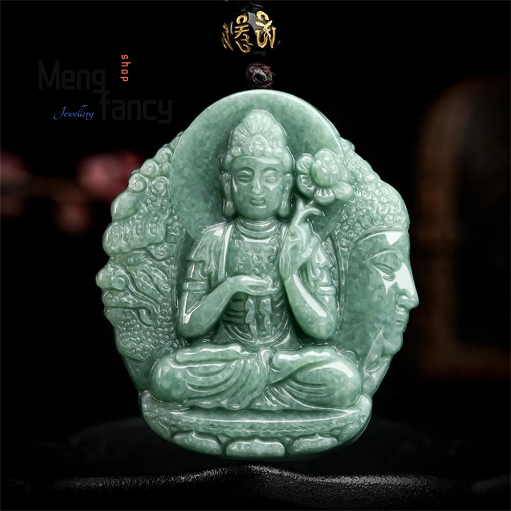 

Natural A-goods Jadeite Bodhisattva Jade Pendant Zodiac Horse Guardian Buddha Buddhist Amulets Handicraft Fashion Luxury Jewelry