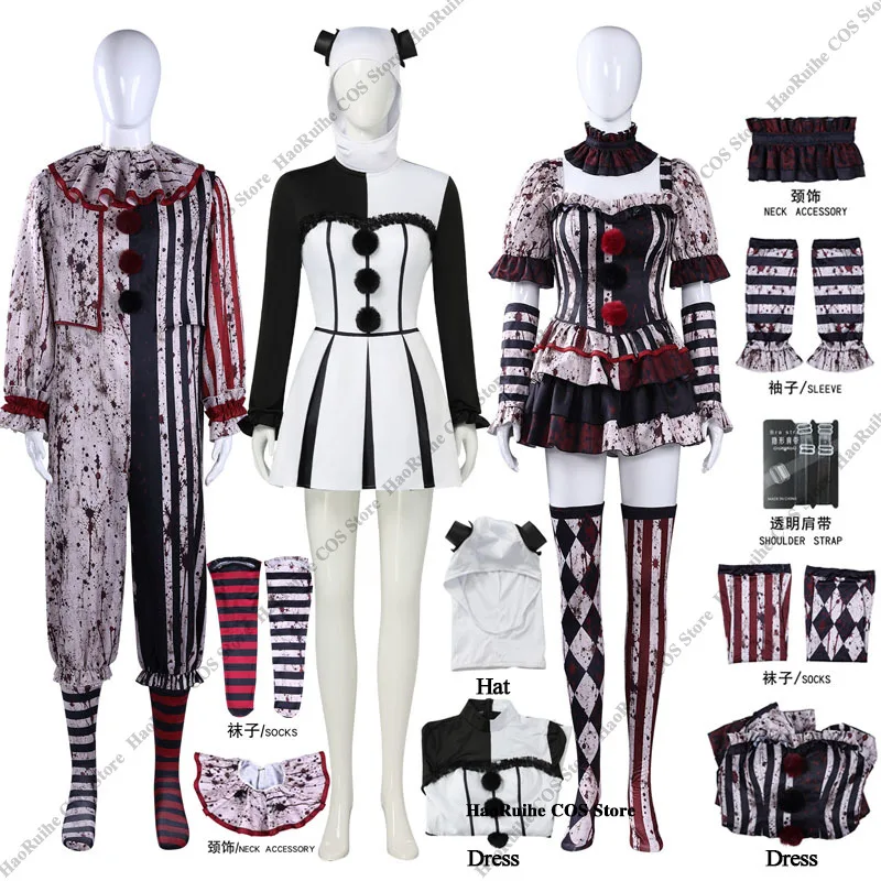 Disfraz de Payaso Artístico Terrifier para Halloween, Calcetines de Cosplay, Traje de Jumper para Hombre, Vestido de Terror para Mujer, Fiesta de Carnaval de Halloween