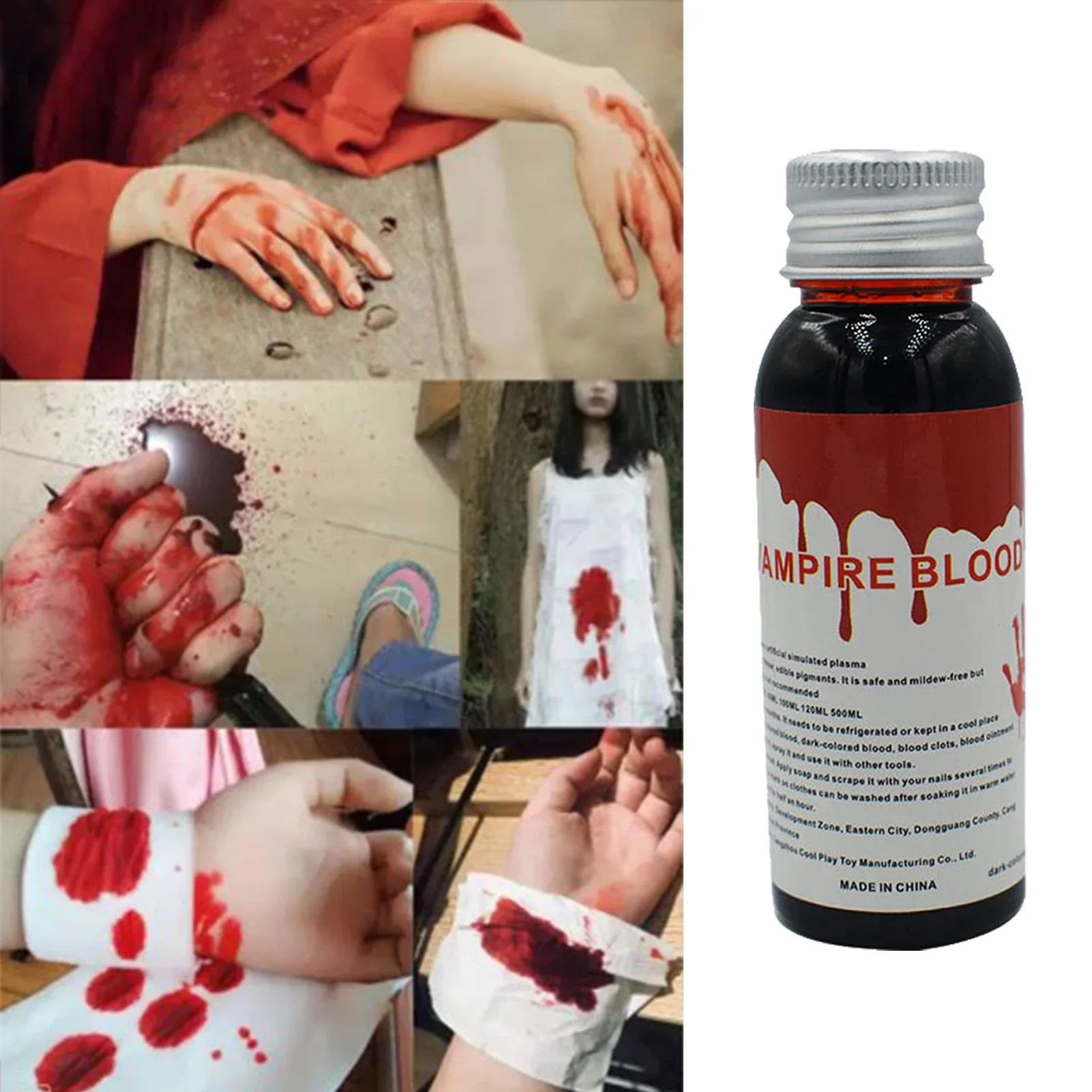 30/60ml Fake Blood Spray Halloween Liquid Blood for Clothes Zombie Bride Vampire and Monster Scary Clown Makeup Dress Up