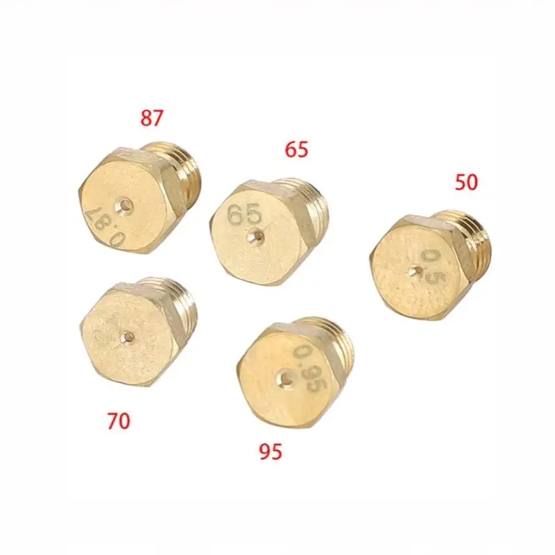 5Pcs Gas Hob LPG Conversion Jets Easy Replaceable Solid Brass Nozzles 50 65 70 87 95 for Kitchen Burner Repair