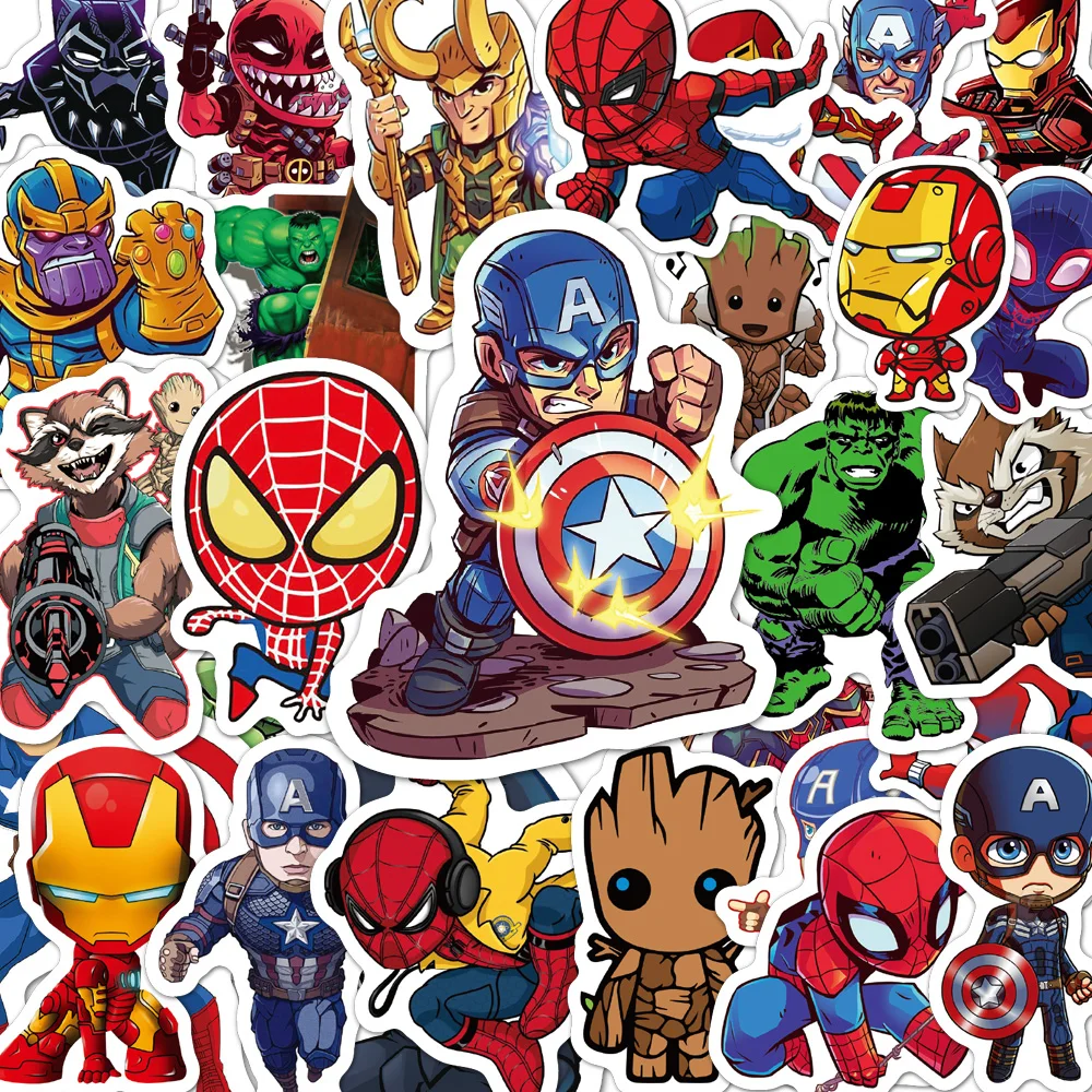 50/100Pcs Disney Marvel Stickers Anime Prinses Spider-Man Iron Man Hulk Stitch Mickey Mouse Decal Leuke cartoon Sticker Voor Kids