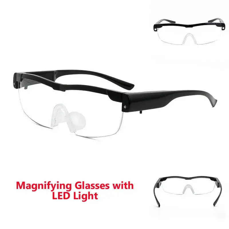 2.5x Magnifying Glasses with LED Sight Enhancing Bright Eyewear 250% Magnification Spectacles Diopter Magnifier