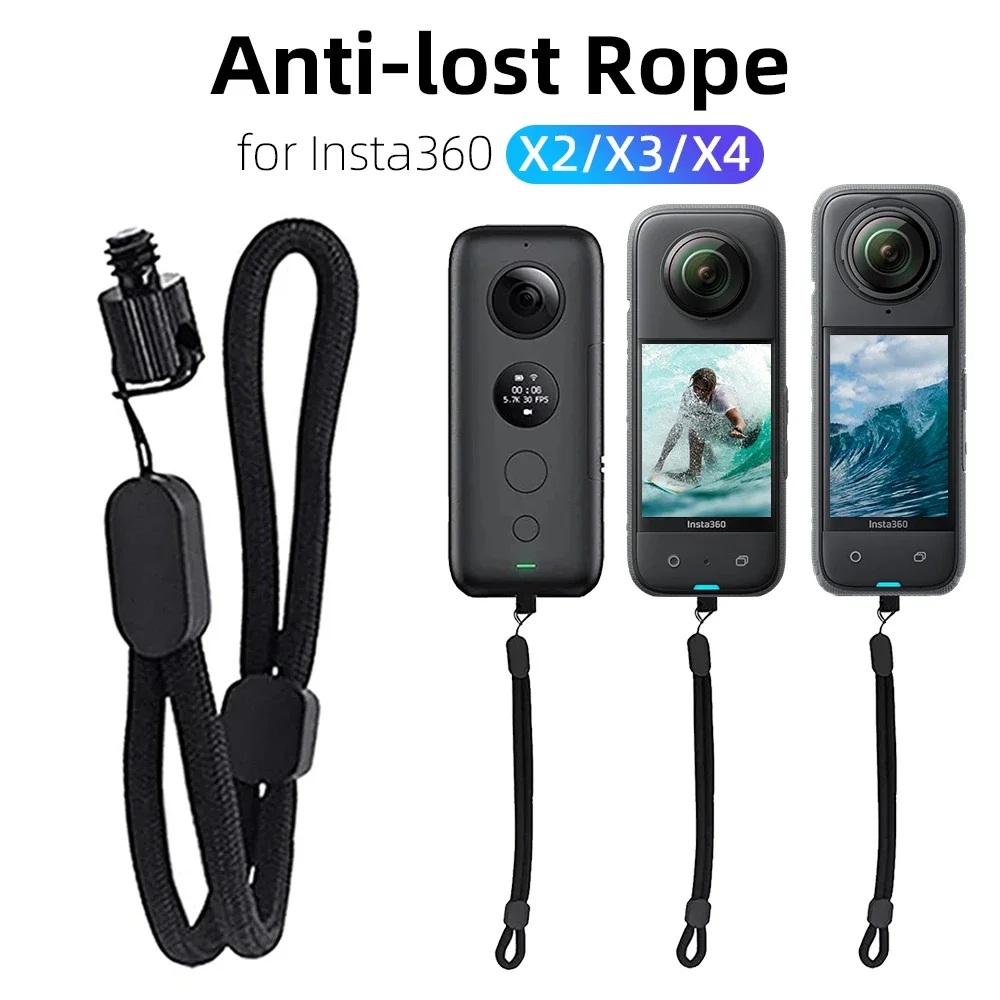 Wrist Hand Strap With 1/4 Screw for Insta360 X4 X3 X2 Light Weight Anti-Lost Lanyard Straps Hand Hanging Rope For DJI Pocket 2 3