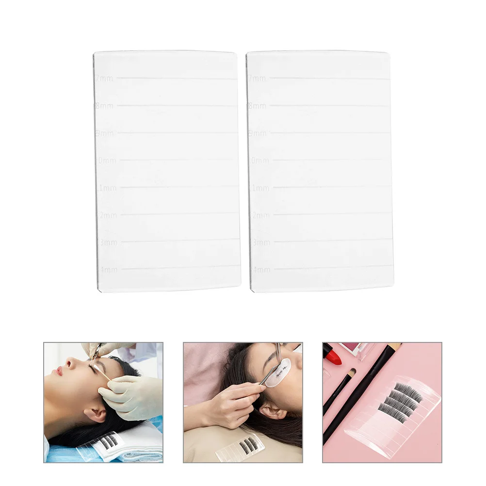 

2pcs Tiles For Lash Extension Clear Glass Eyelash Grafting Pallet With Scale False Lash Storage Board Glue Holder Tool Organizer