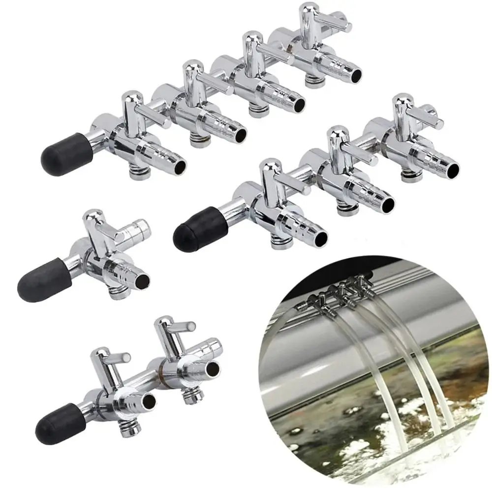 Pumpenzubehör 1 2 3 4 5 Wege Luftventil Edelstahl Luftpumpen-Flussverteiler Aquarium-Luftverteiler