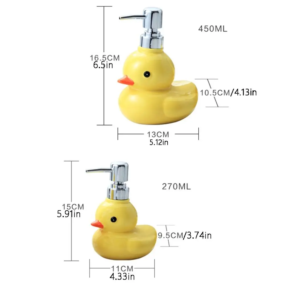 Distributeur en céramique Regina Dish, dessin animé, canard, gratitude, conteneur de stockage quotidien, d'extraction de désinfectant jaune pour les mains, shampoing, 450 ml, 270ml